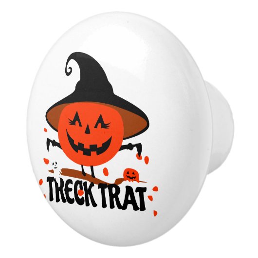 Treck Trat Pumpkin Lächeln Keramikknauf (Rechts)