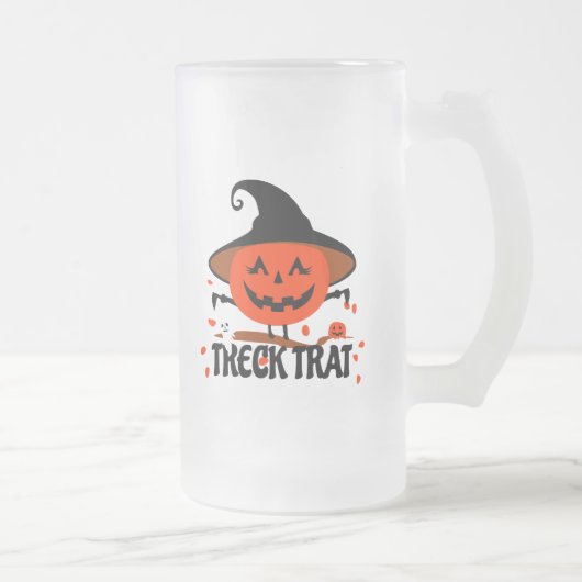 Treck Trat Pumpkin Lächeln Mattglas Bierglas (Rechts)