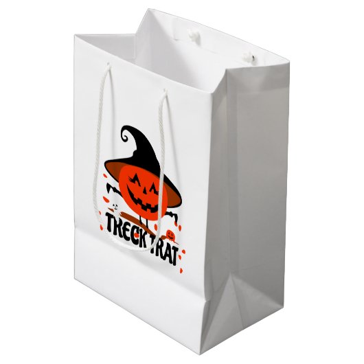 Treck Trat Pumpkin Lächeln Mittlere Geschenktüte (Vorderseite Schrägansicht)