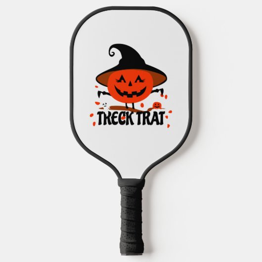 Treck Trat Pumpkin Lächeln Pickleball Schläger (Vorderseite)
