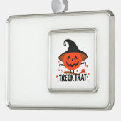 Treck Trat Pumpkin Lächeln Rahmen-Ornament Silber (Links)