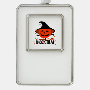 Treck Trat Pumpkin Lächeln Rahmen-Ornament Silber
