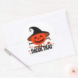 Treck Trat Pumpkin Lächeln Runder Aufkleber