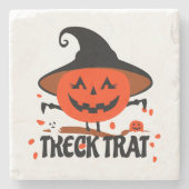 Treck Trat Pumpkin Lächeln Steinuntersetzer (Vorderseite)