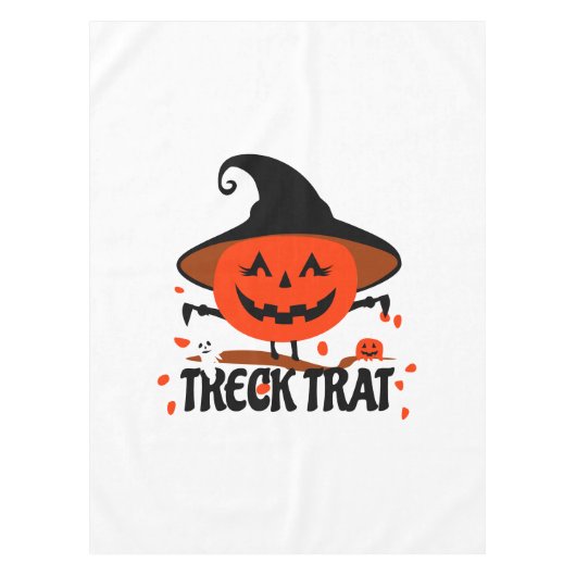 Treck Trat Pumpkin Lächeln Tischdecke (Vorderseite)