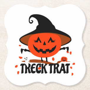 Treck Trat Pumpkin Lächeln Untersetzer