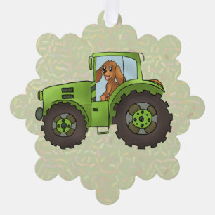 Trecker mit Hund Ornament Karte