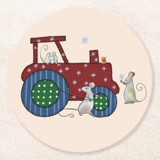 Trecker nähen  runder pappuntersetzer (Vorderseite)