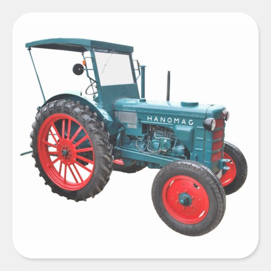 Trecker-Oldtimer Quadratischer Aufkleber (Vorderseite)