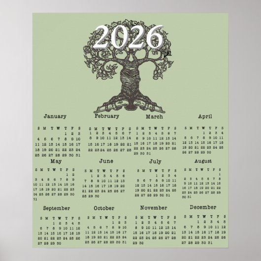 Tree 2026 One Page Calendar Poster lesen (Vorne)
