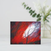 Tree and Red Sky Postcard Postkarte (Stehend Vorderseite)