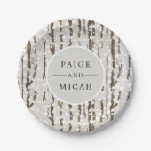 "Tree and Snow Winter Engagement Party" Pappteller (Vorderseite)