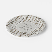 "Tree and Snow Winter Engagement Party" Pappteller (Schrägansicht)