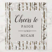 "Tree and Snow Winter Engagement Party" Weinetikett (Einzelnes Label)