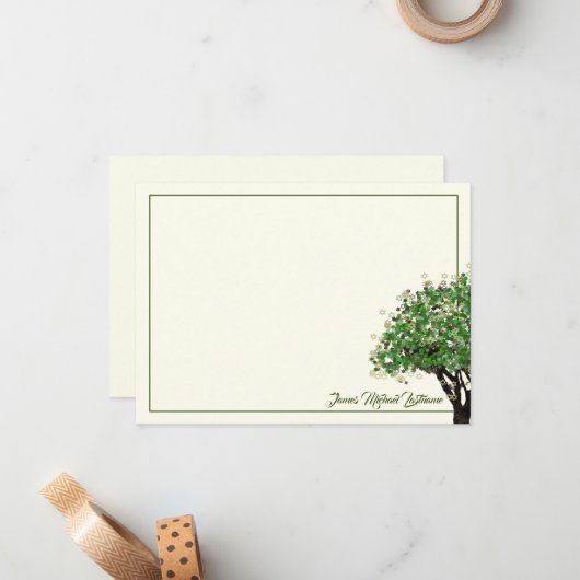 Tree and Star von David Bar Mitzvah Vielen Dank Mitteilungskarte (Vorderseite/Rückseite Beispiel)