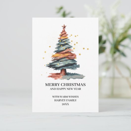 Tree Art Frohe Weihnachten Dankeskarte (Stehend Vorderseite)