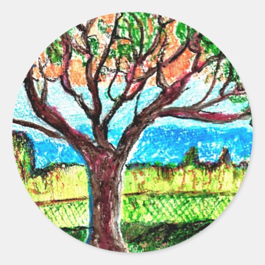 Tree Art Runder Aufkleber (Vorderseite)