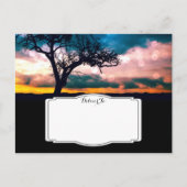 Tree at Sunset Save the Date Wedding Ankündigungspostkarte (Rückseite)