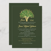 Tree Bar Mitzvah Golden Stern von David Einladung (Vorne/Hinten)