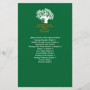 Tree Bar Mitzvah Wedding 8,5" x 5,5" Programm Briefpapier