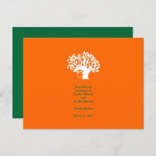 Tree Bar Mitzvah Wedding Program 4" x 6" Card Postkarte (Vorne/Hinten)