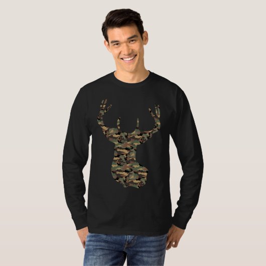 Tree Bark Buck Deer Silhouette T-Shirt (Vorne ganz)