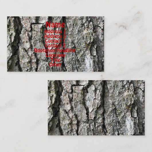 Tree Bark Nature Fotografy Business Card Visitenkarte (Vorne/Hinten)
