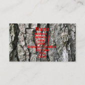 Tree Bark Nature Fotografy Business Card Visitenkarte (Vorderseite)