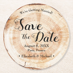 Tree Bark Ring Hintergrund Rustikale Hochzeit Runder Pappuntersetzer