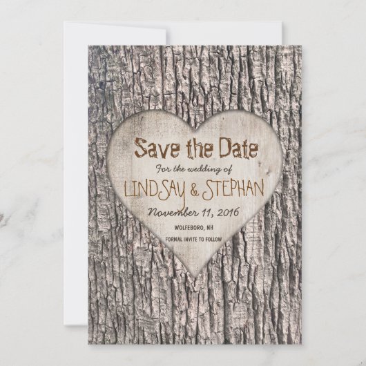 Tree Bark Save the Date Card (Vorderseite)