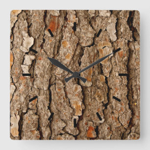 Tree Bark Texture Quadratische Wanduhr
