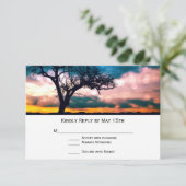 Tree bei Sunset Wedding RSVP Cards Karte (Stehend Vorderseite)