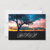Tree bei Sunset Wedding RSVP Cards Karte (Rückseite)