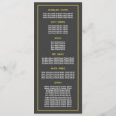 Tree Bird, Restaurant Slimline Menü Menükarte (Rückseite)