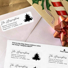 Tree Black and White Return Address labels