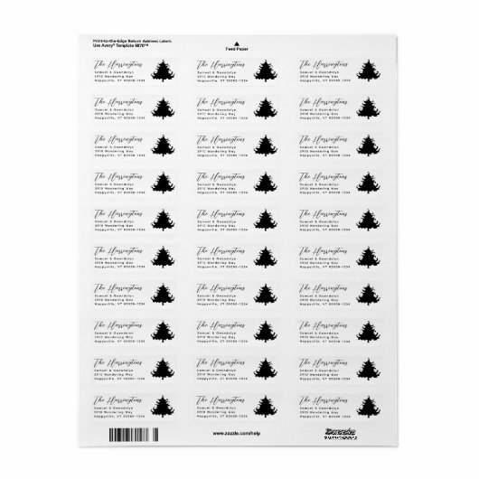 Tree Black and White Return Address labels (Vorne)