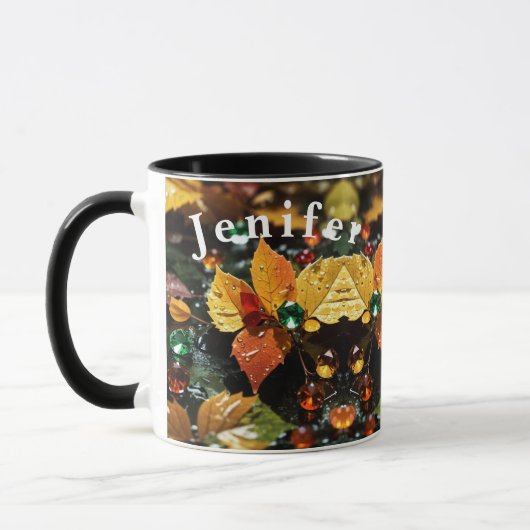 Tree-Blätter auf Rain-Kaffee-Tasse Tasse (Links)