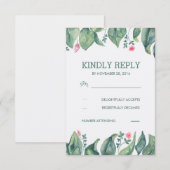 Tree Blätter Rustikaler Wald Wasserfarbe Hochzeit  RSVP Karte (Vorne/Hinten)