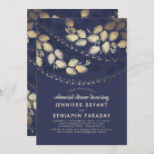 Tree Blätter String Lights Navy Probe Dinner Einladung (Vorne/Hinten)