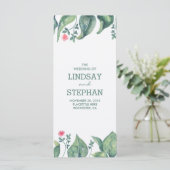 Tree Blätter Watercolor Rustikale Hochzeitsprogram Programm (Stehend Vorderseite)