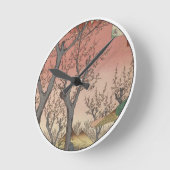 Tree Blossoms Plum Garden Japanese Woodblock Runde Wanduhr (Winkel)