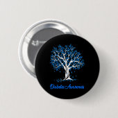 Tree Blue Ribbon Diabetes Awareness Button (Vorne & Hinten)