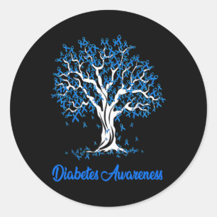 Tree Blue Ribbon Diabetes Awareness Runder Aufkleber