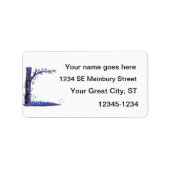 Tree Blumenweine lila links Seite hübsche Grafik. Adressaufkleber (Vorne)