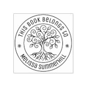 Tree Bookplate Round Gummistempel (Prägung)