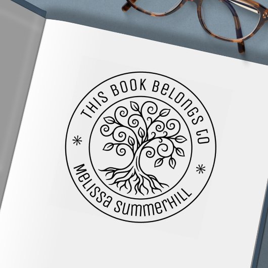 Tree Bookplate Round Permastempel