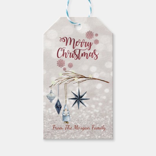 Tree Branch Decorations Glittery Bokeh Geschenkanhänger (Vorderseite)