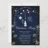 Tree Branch Decorations Snowflakes Blue Einladung (Vorderseite)