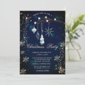 Tree Branch Decorations Snowflakes Blue Einladung (Stehend Vorderseite)