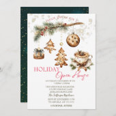 Tree Branch,Ornaments,Coffee,Stars Open House  Einladung (Vorne/Hinten)